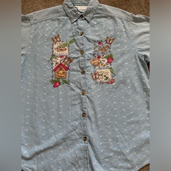 Casey & Max vintage 90’s embroidered button down shirt size M - Picture 2 of 6